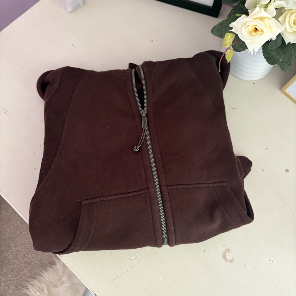 Lululemon Brown Zip-Up scuba Hoodie oversized.